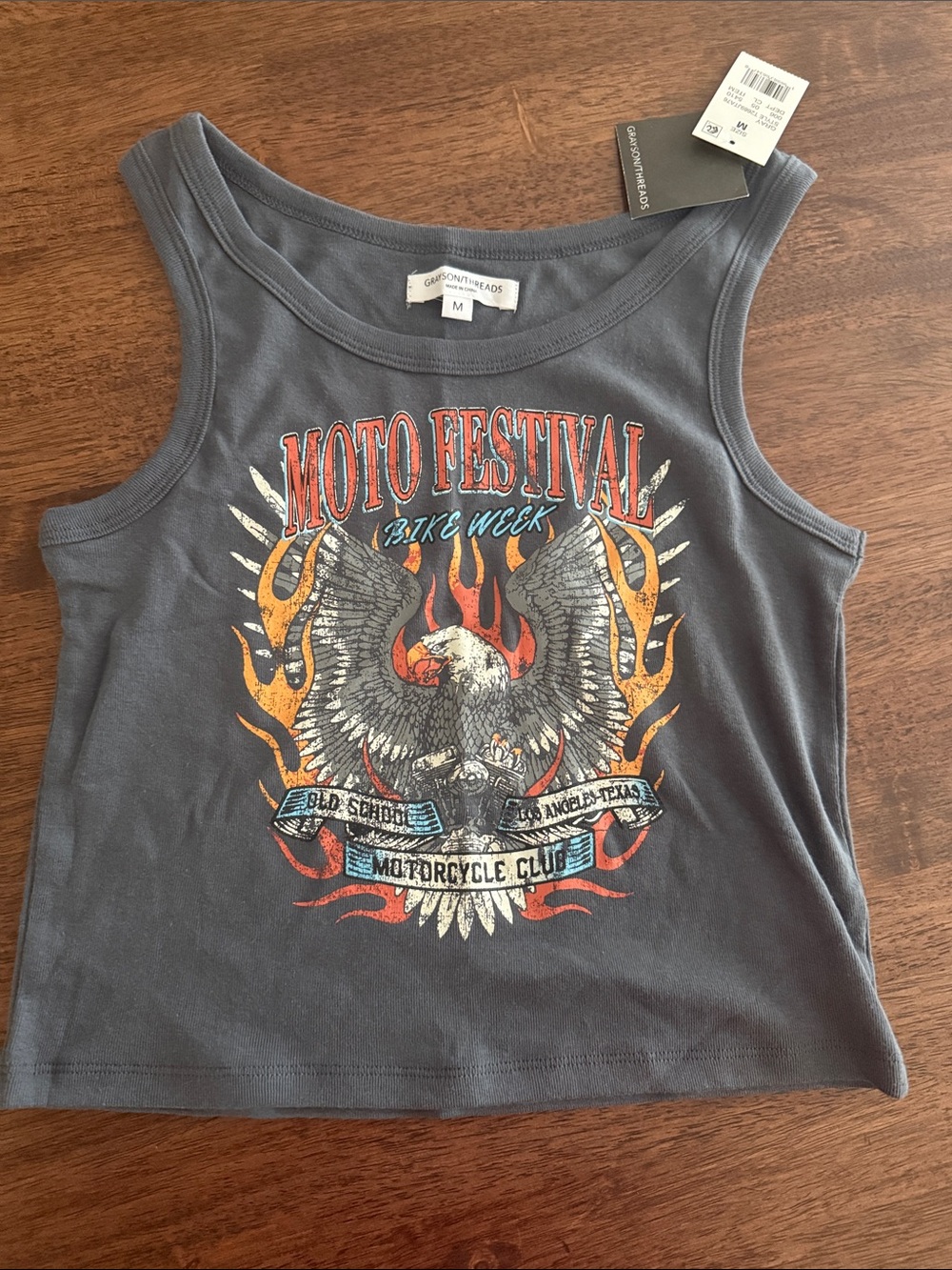 Grayson Threads moto festival cropped tank top